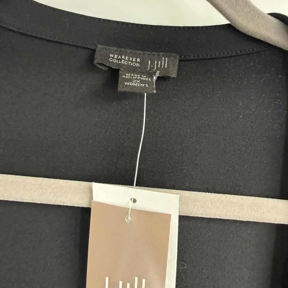 NWT J Jill Wearever Cardigan Top 2X Black V-neck Button 3/4 Sleeve Stretch - Picture 6 of 11